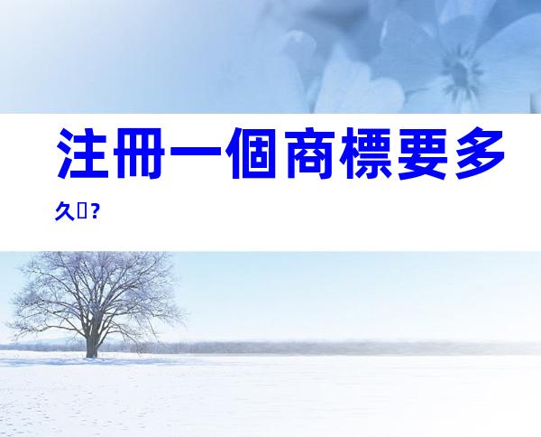 注冊一個商標要多久？